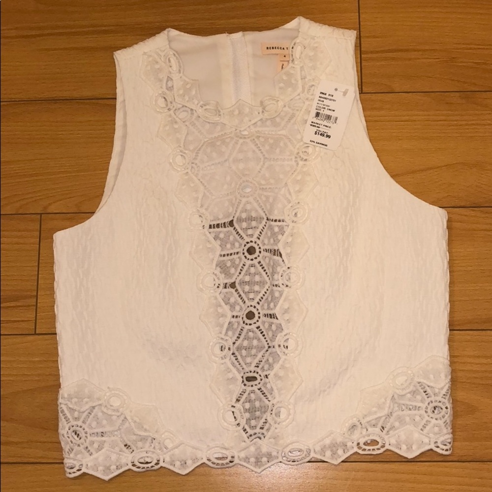 BRAND NEW Rebecca Taylor eyelet white crop top